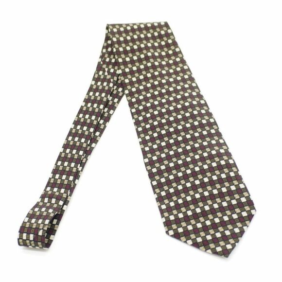 Alexander Julian Colours Black Tan Maroon Red Wide Print Geometric Silk Tie - Picture 7 of 7